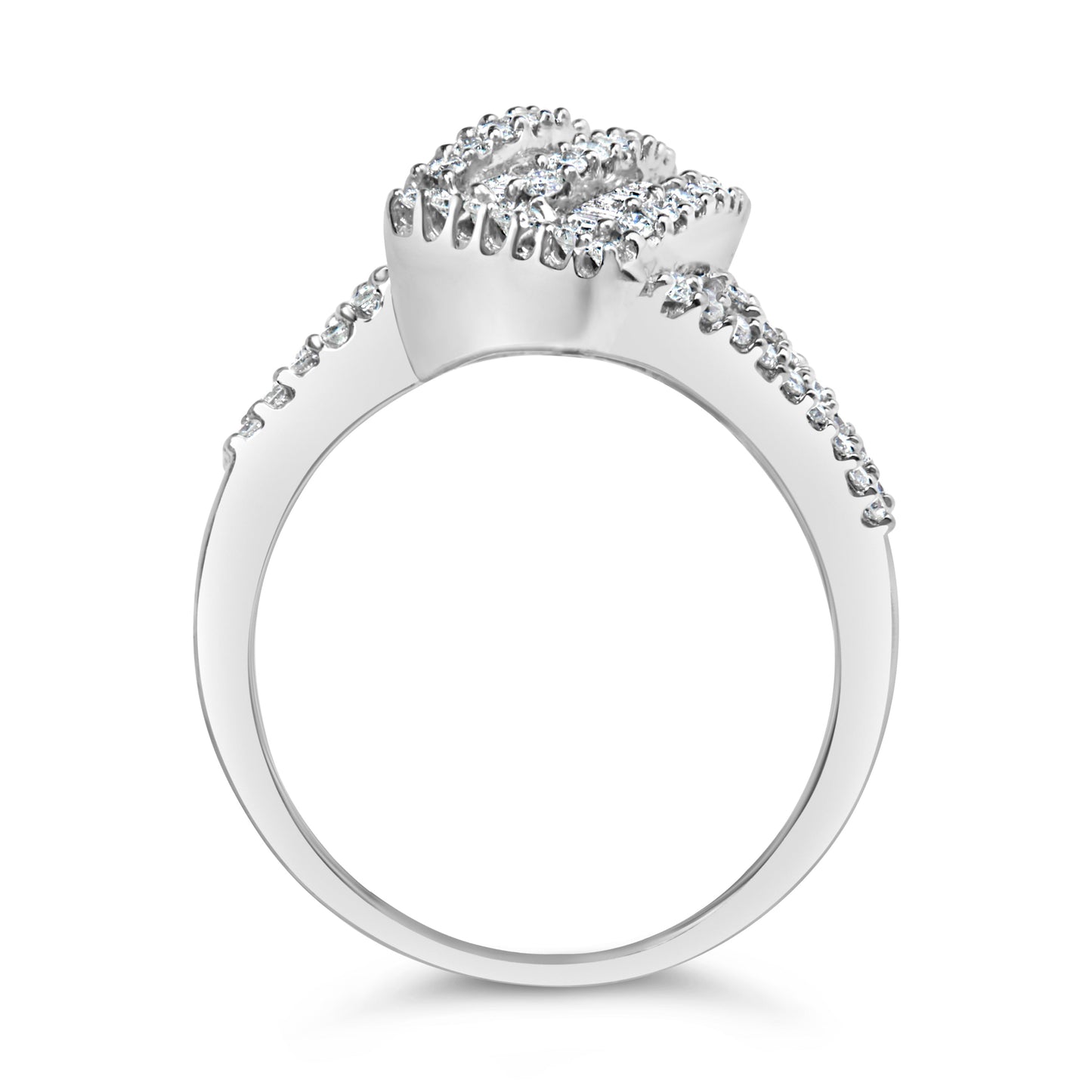 Bague cocktail en diamant bypass en or blanc 14K - Taille 7