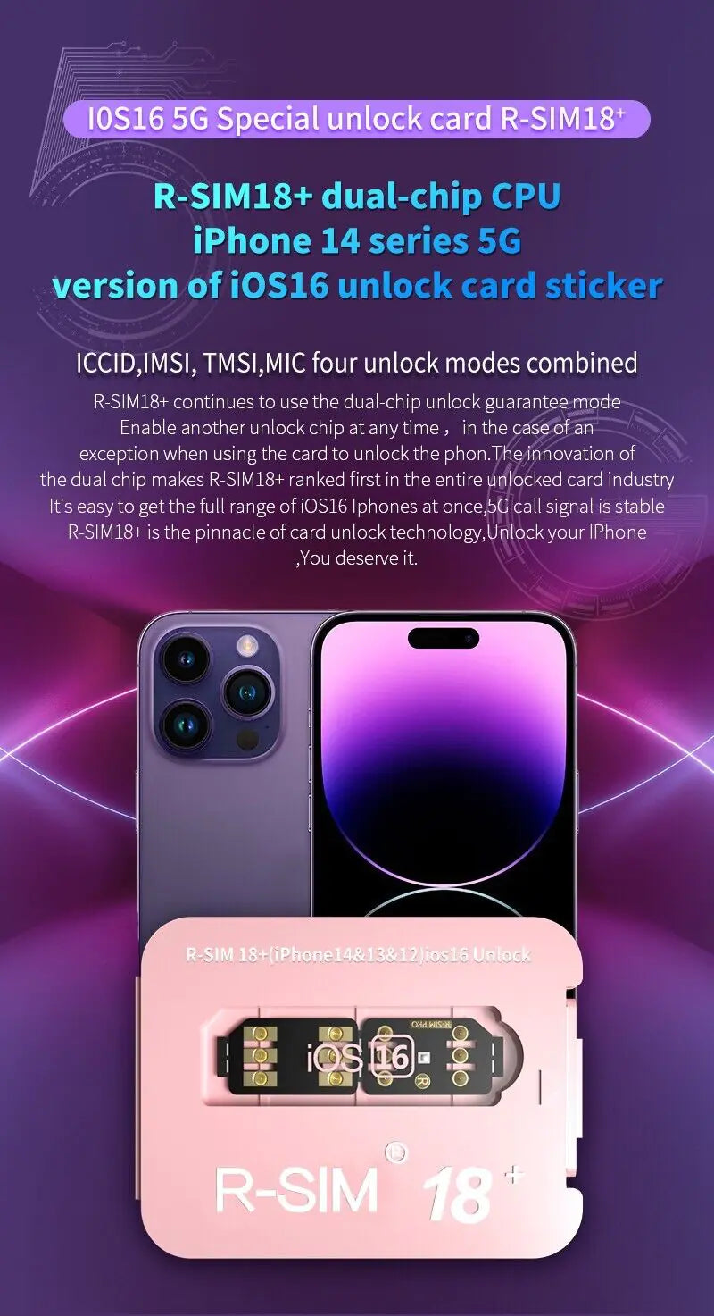 Carte de déverrouillage Nano R-SIM18+ pour modèles d'iPhone