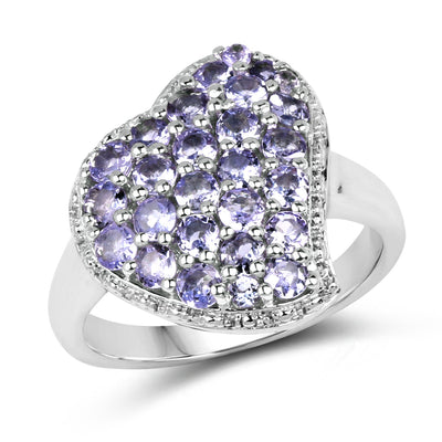 Bague en cluster en tanzanite véritable de 1,63 carat en argent sterling