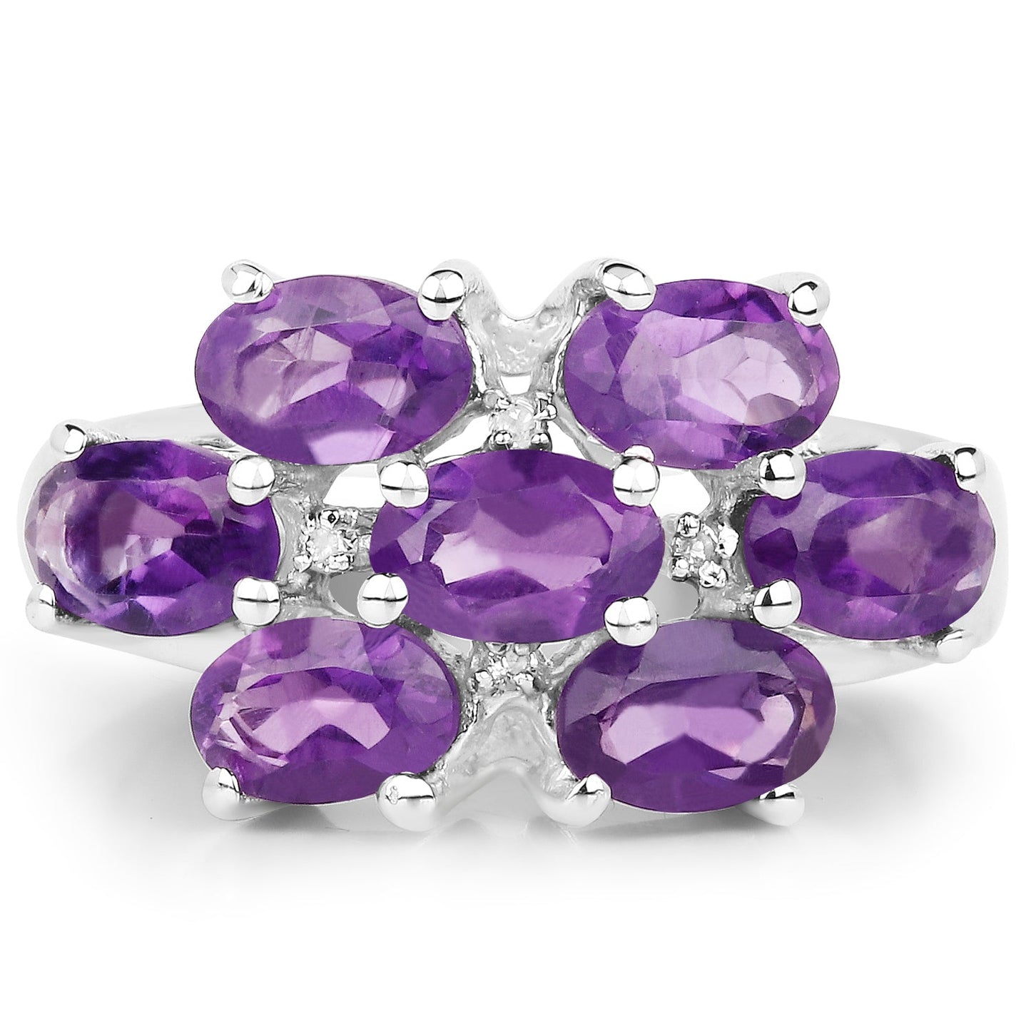3.05 Carat Amethyst and White Topaz Sterling Silver Ring