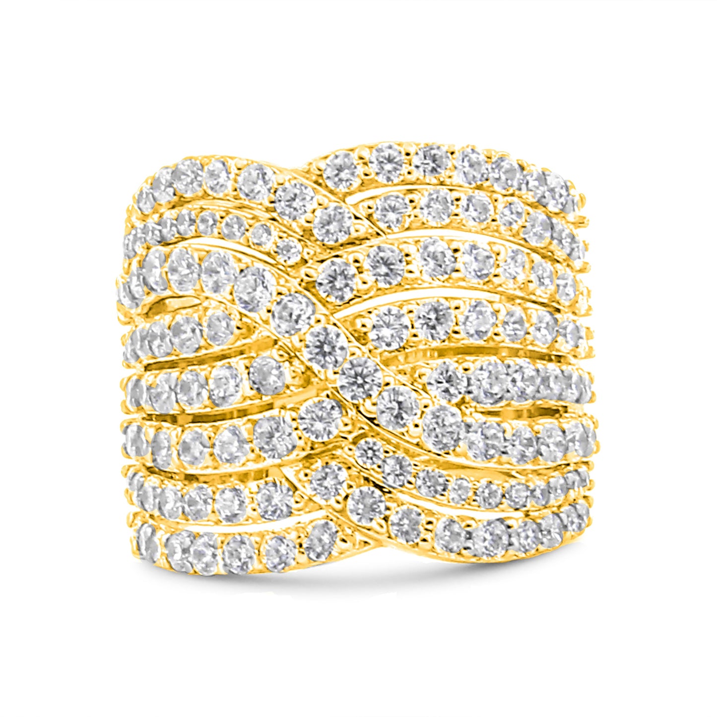 Bague de croisement en diamant 10K or jaune 3.0 Cttw - Taille 7