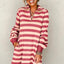Chic Black Striped Collar Long Sleeve Mini Dress - Effortlessly Elegant Casual Wear for Women - Korvel