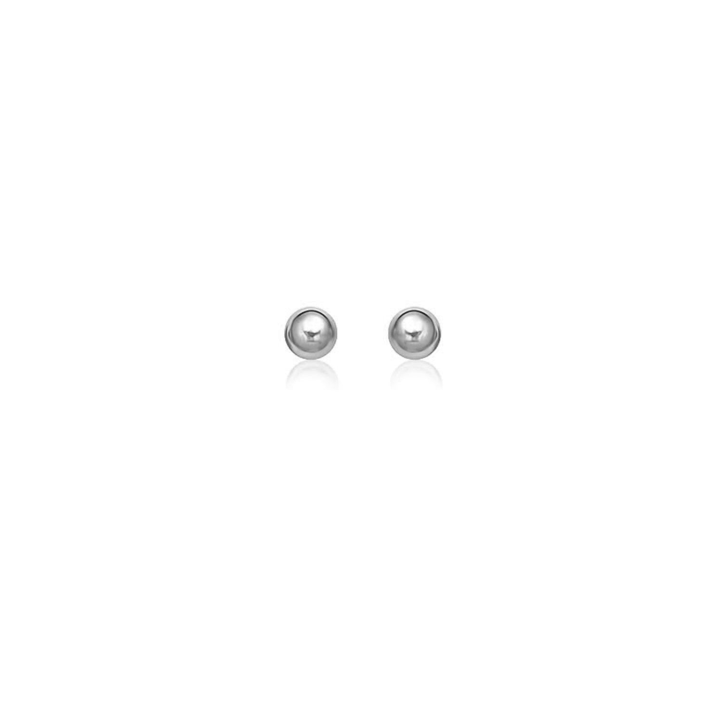 14k White Gold Round Stud Earrings - Classic Elegance