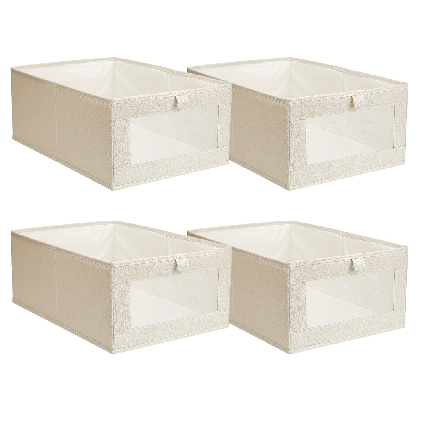 4-Piece Foldable Linen Storage Bins with Clear Window