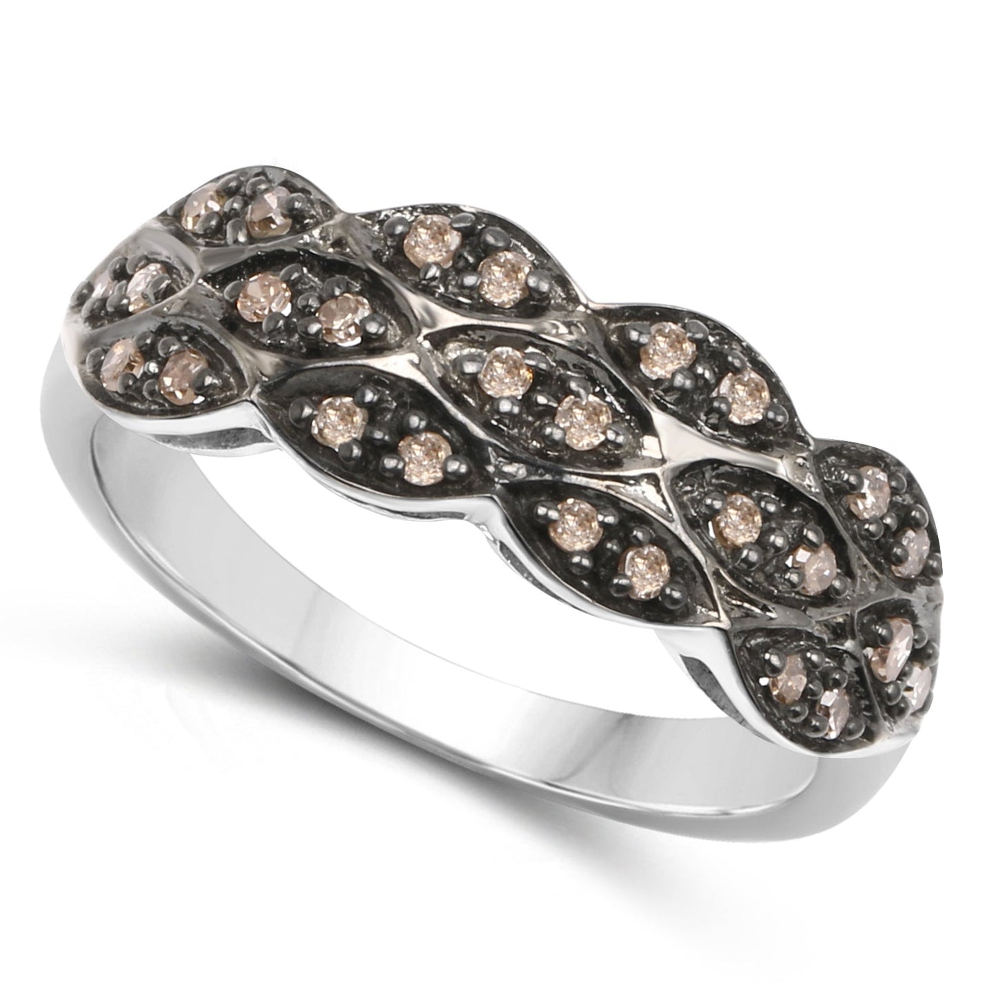 Anillo de Plata Esterlina con Diamante Champagne de 0.31 Quilates