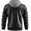 Men's Faux Leather Jacket Motorcycle Jacket Waterproof Windproof PU Moto Vintage Bomber Hoodie With Removable Hood - Korvel