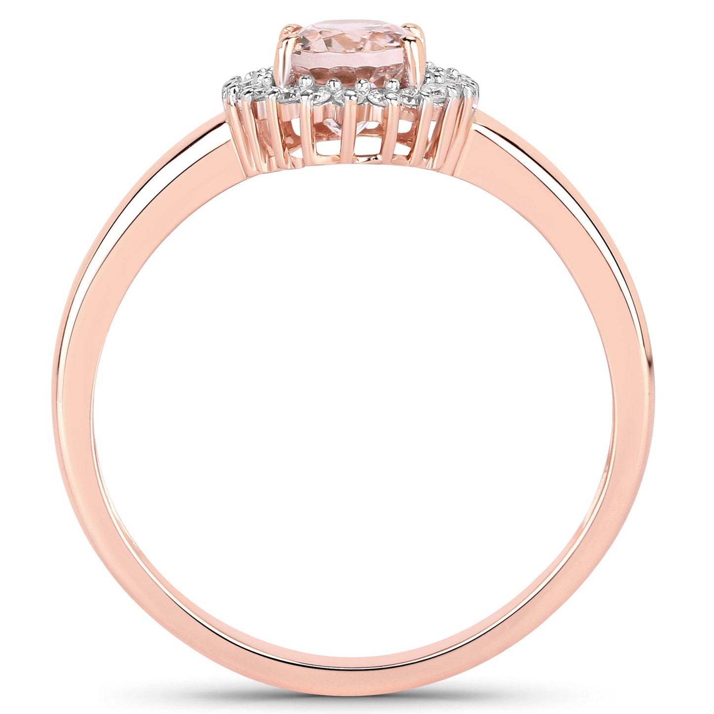 Bague de fiançailles en morganite et diamant de 0,81 carat en or rose 14K