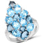 Anillo de plata esterlina con topacio azul suizo genuino de 6.69 quilates y zirconia blanca