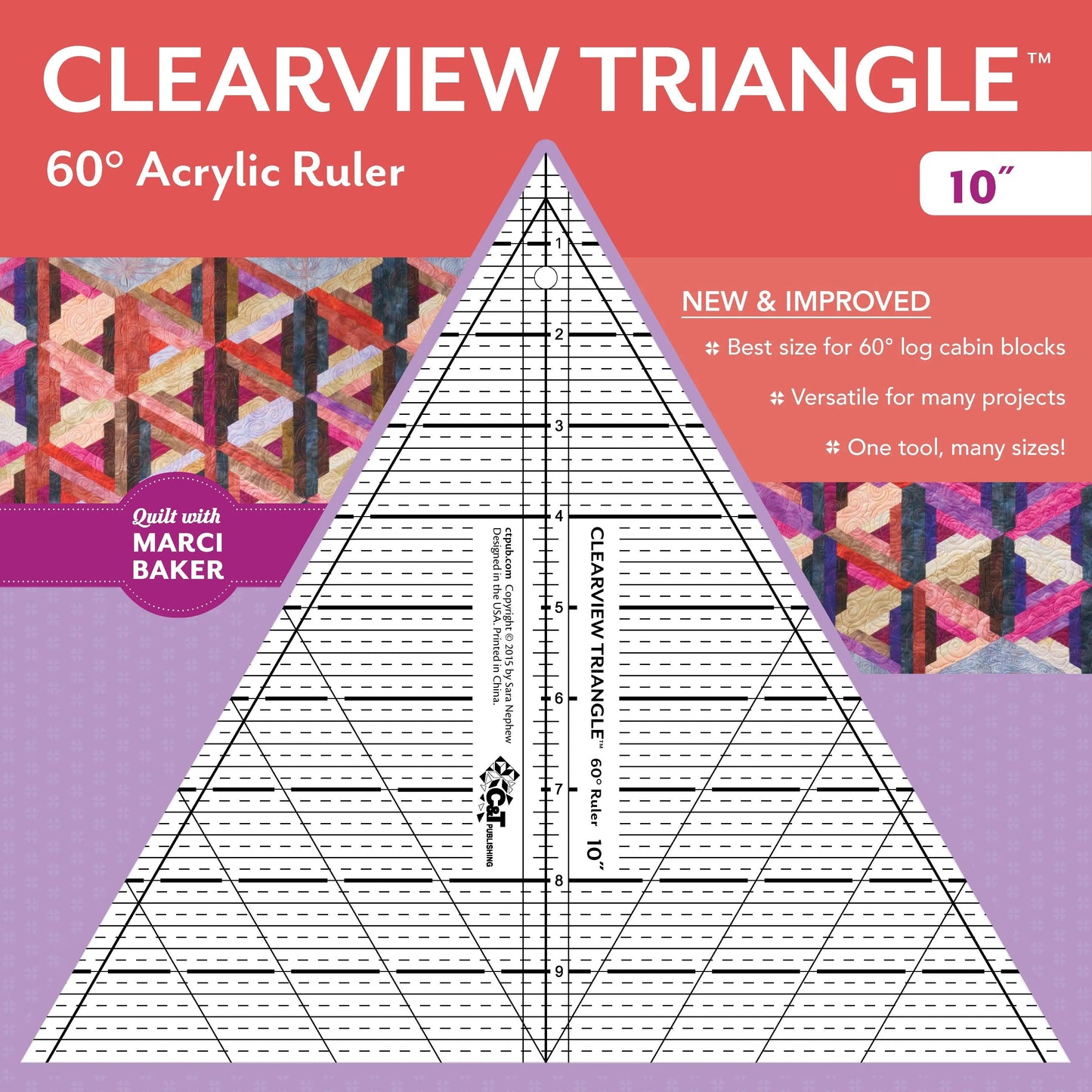 Règle triangulaire Clearview de 10 pouces pour le quilting