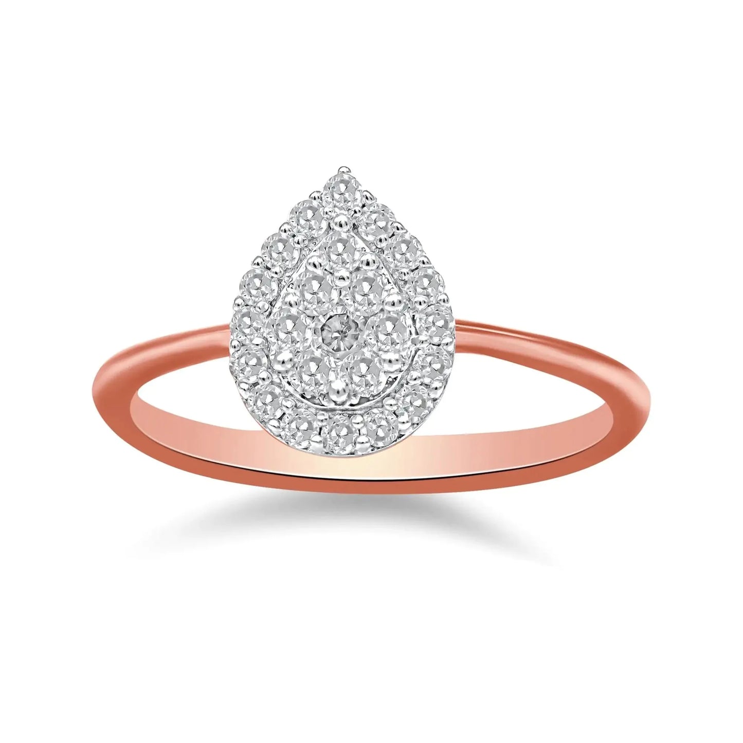 10K Rose Gold Round-Cut Diamond Pear Promise Ring