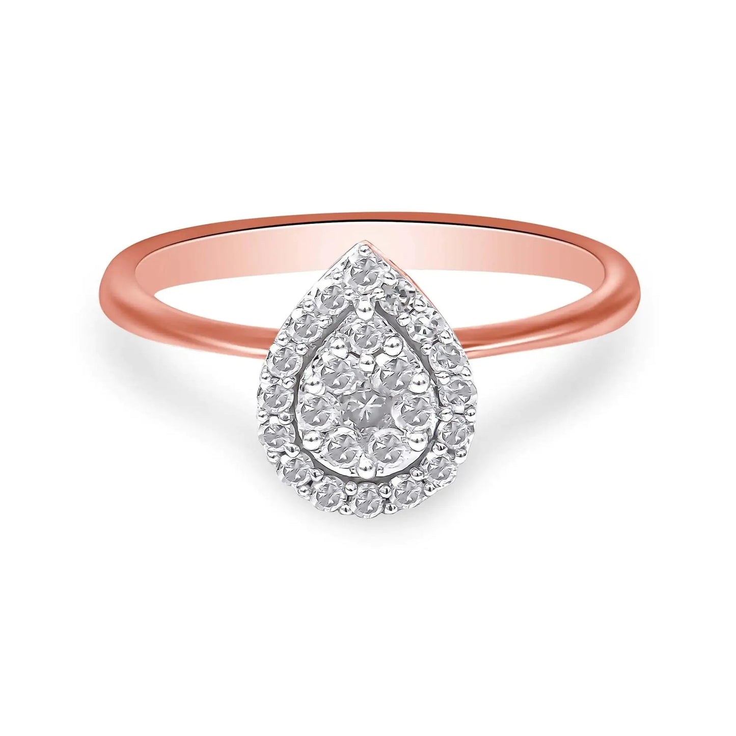 10K Rose Gold Round-Cut Diamond Pear Promise Ring