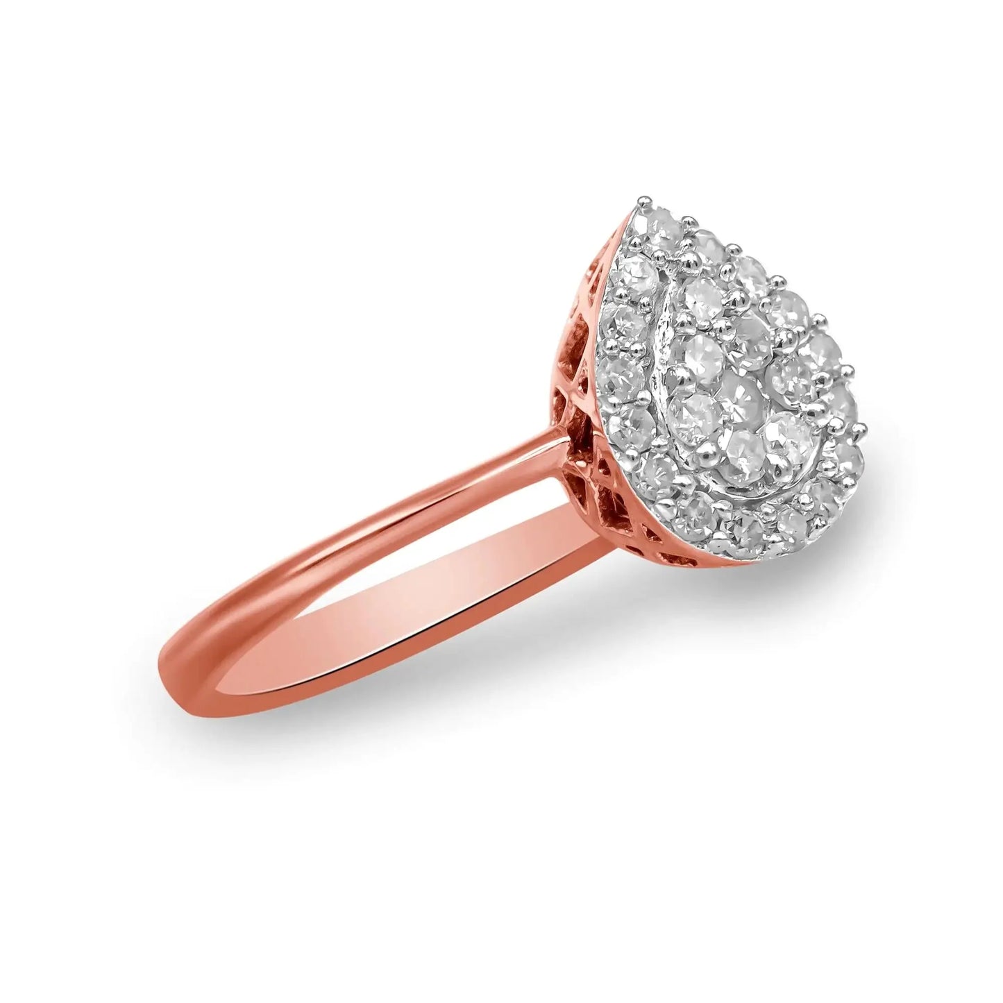 10K Rose Gold Round-Cut Diamond Pear Promise Ring