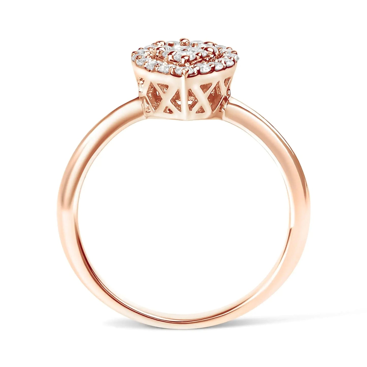 10K Rose Gold Round-Cut Diamond Pear Promise Ring