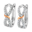 Pendientes de aro infinitos de diamantes en oro blanco y rosa de 10 quilates