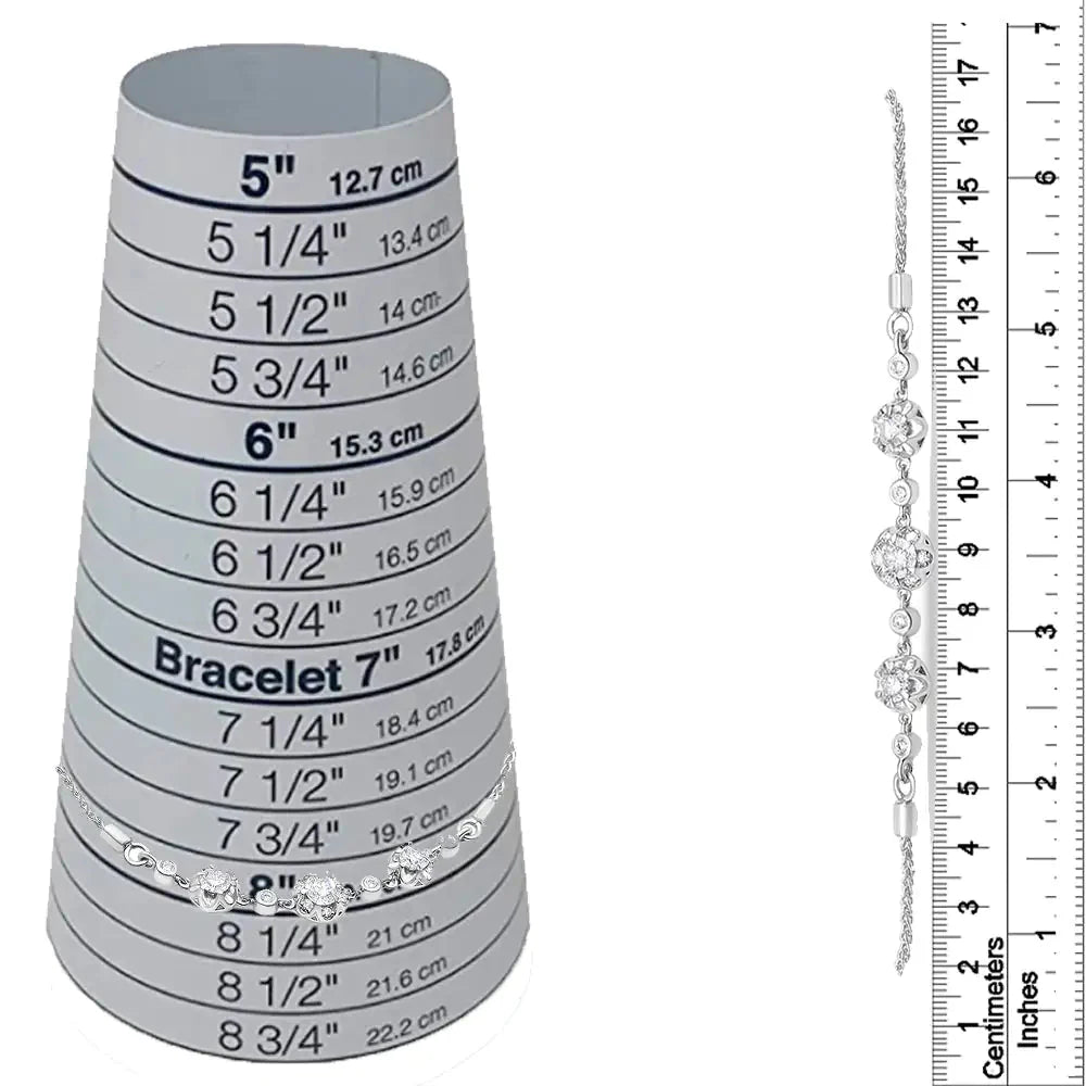 Bracelet Bolo en Diamant en Or Blanc 10K - Ajustable de 4" à 10"