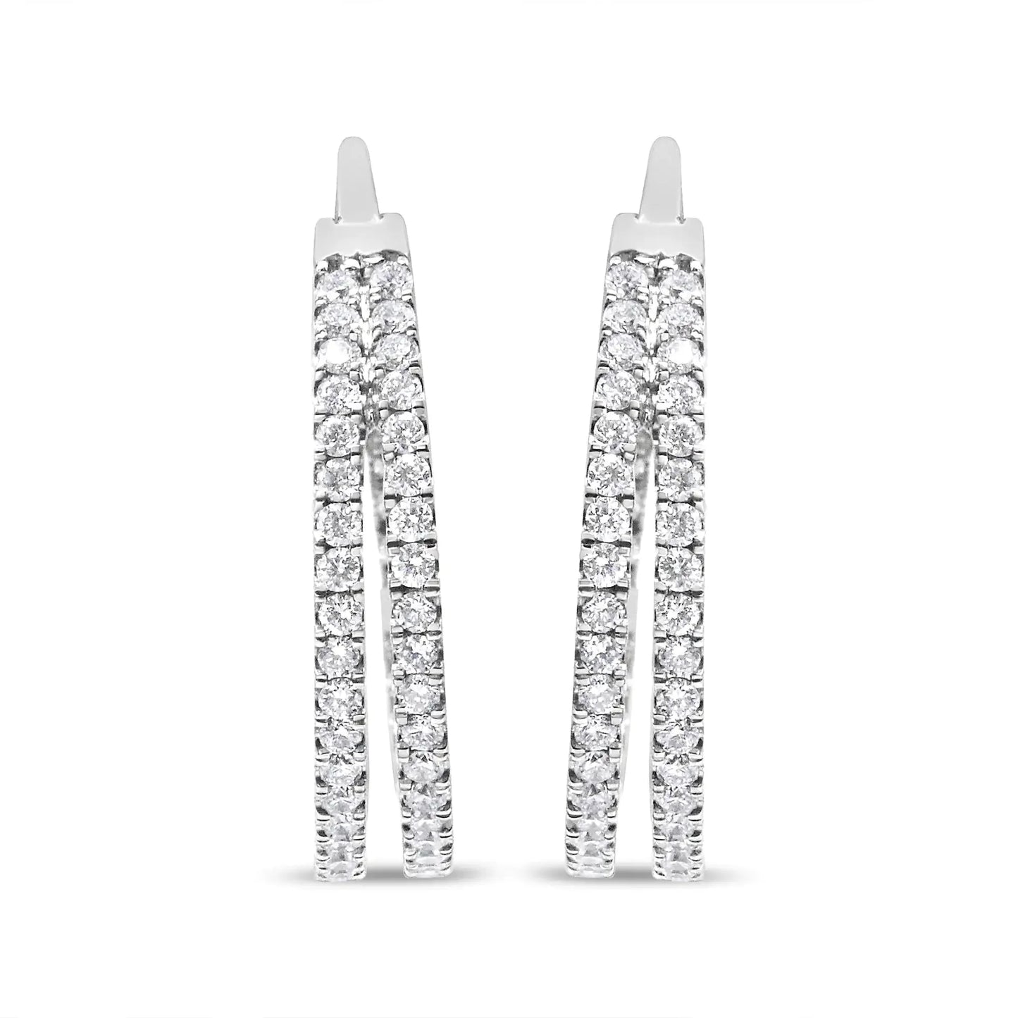 10K White Gold Lab Grown Diamond Inside Out Hoop Earrings