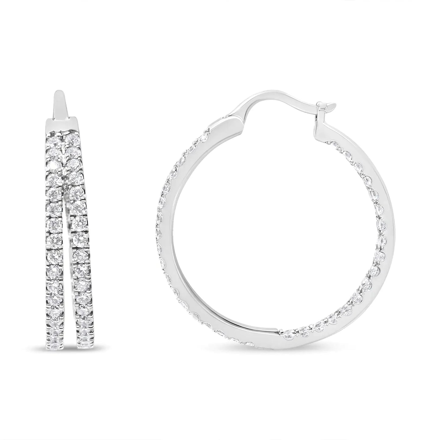 10K White Gold Lab Grown Diamond Inside Out Hoop Earrings