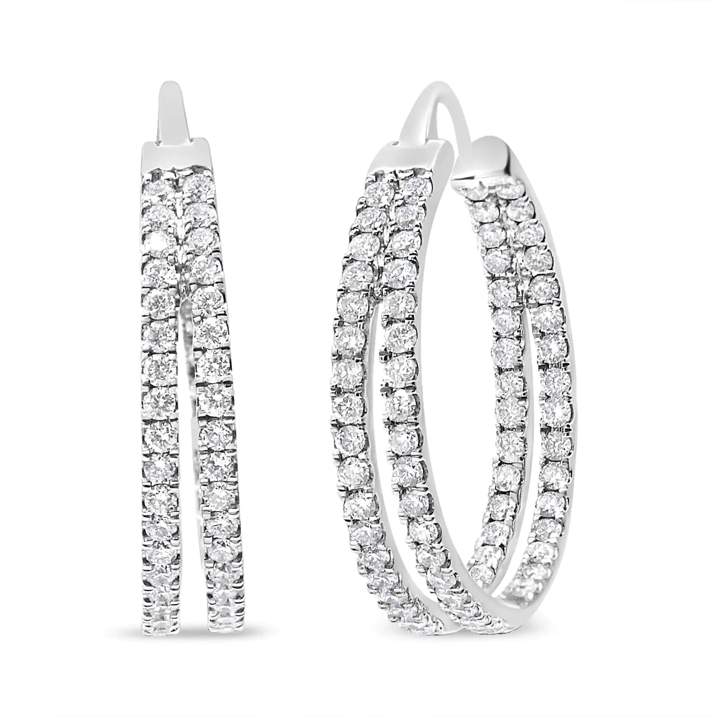 10K White Gold Lab Grown Diamond Inside Out Hoop Earrings