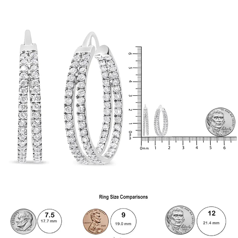 10K White Gold Lab Grown Diamond Inside Out Hoop Earrings