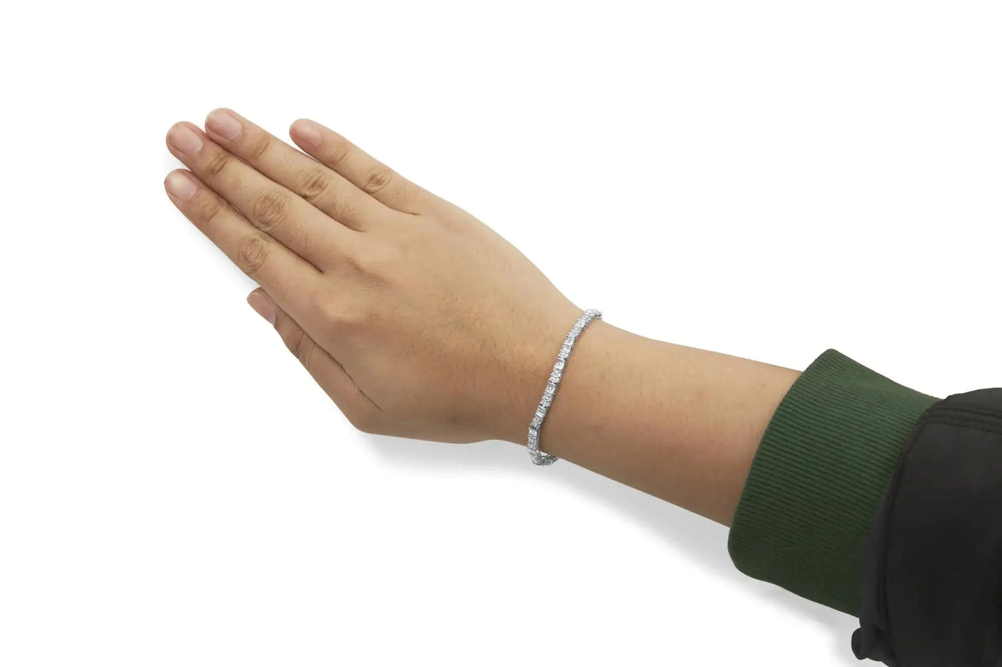 Bracelet en or blanc 10K avec diamants en alternance - 1/2 cttw