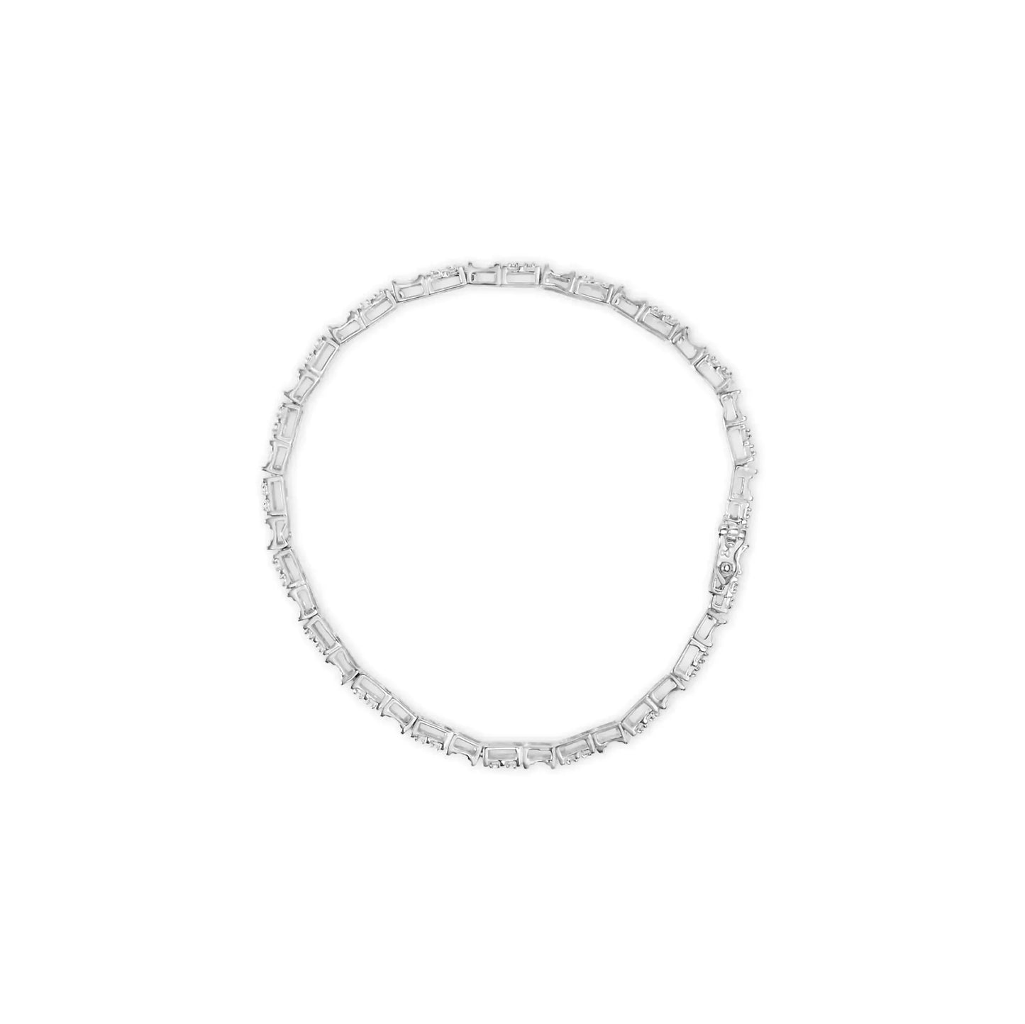 Bracelet en or blanc 10K avec diamants en alternance - 1/2 cttw