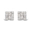 Boucles d'oreilles carrées en diamant mosaïque en or blanc 10K