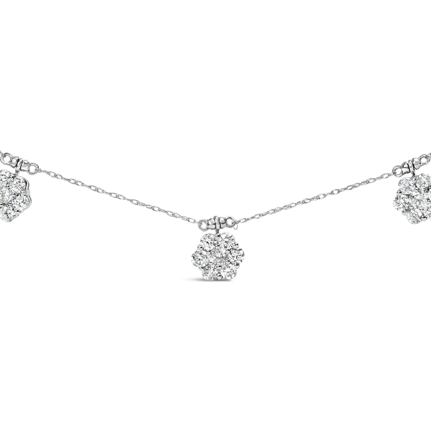Collar de diamantes en racimo de oro blanco de 10K con 3.0 cttw - 18"