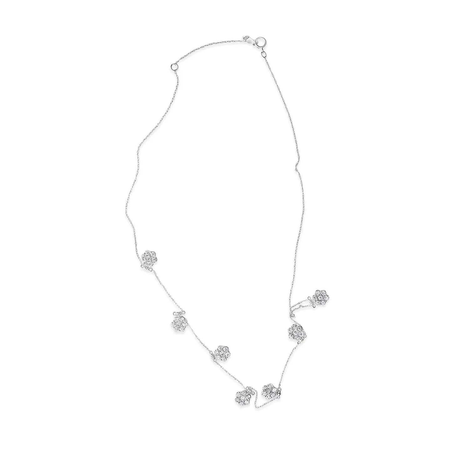 Collar de diamantes en racimo de oro blanco de 10K con 3.0 cttw - 18"