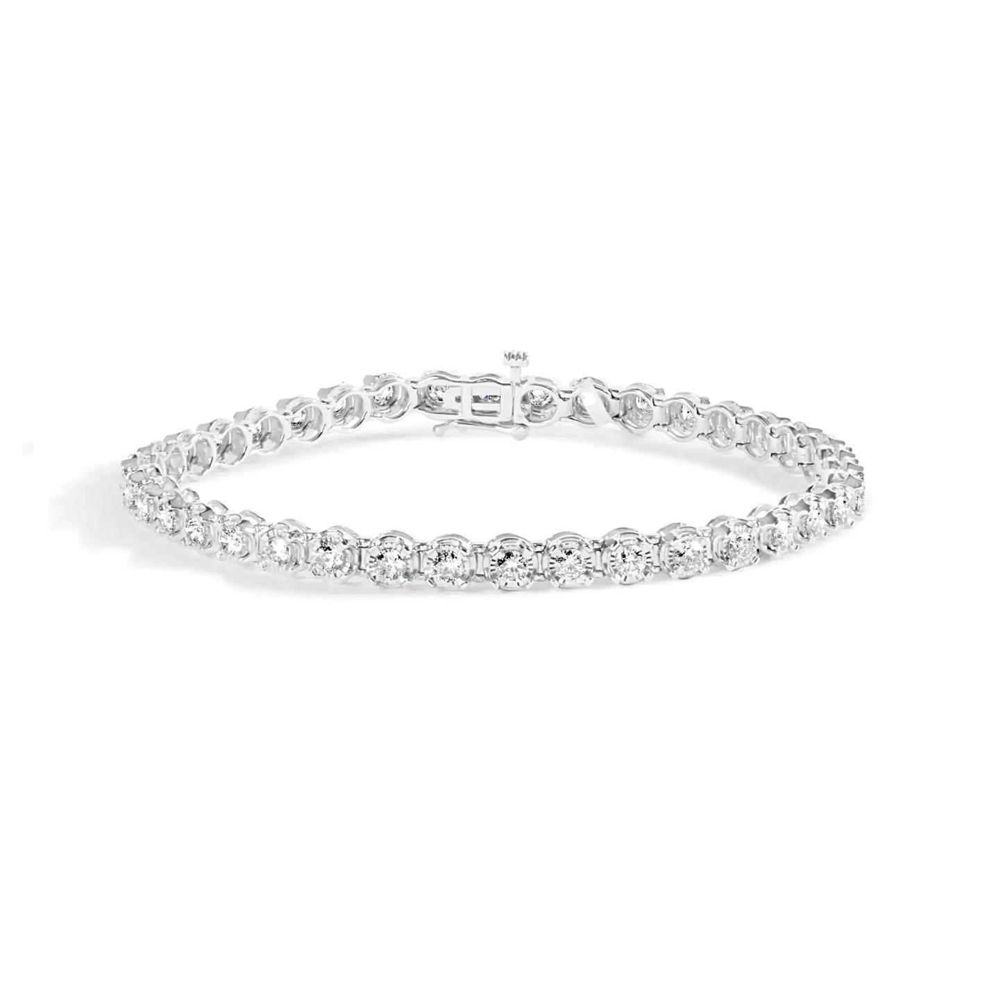 Bracelet de tennis en or blanc 10K avec diamants en sertissage - 3.00 Cttw
