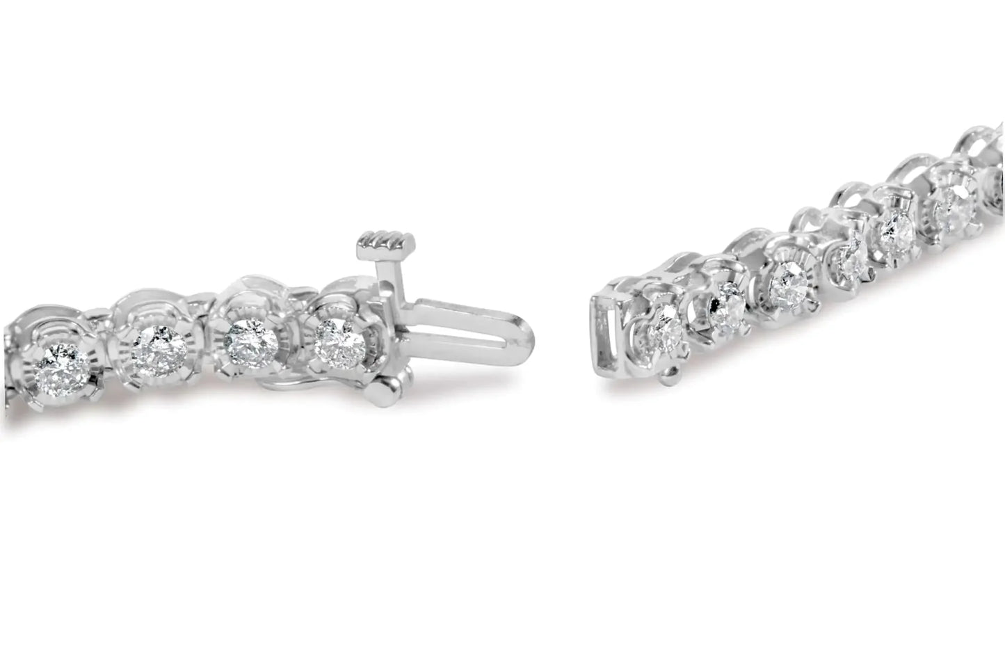 Bracelet de tennis en or blanc 10K avec diamants en sertissage - 3.00 Cttw
