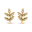10K Yellow Gold Diamond Accented Leaf and Branch Stud Earrings