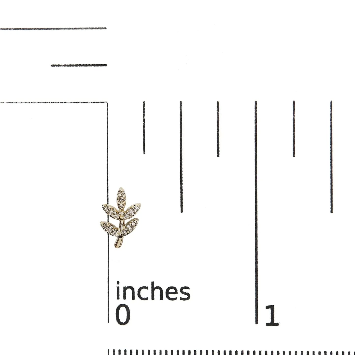 10K Yellow Gold Diamond Accented Leaf and Branch Stud Earrings