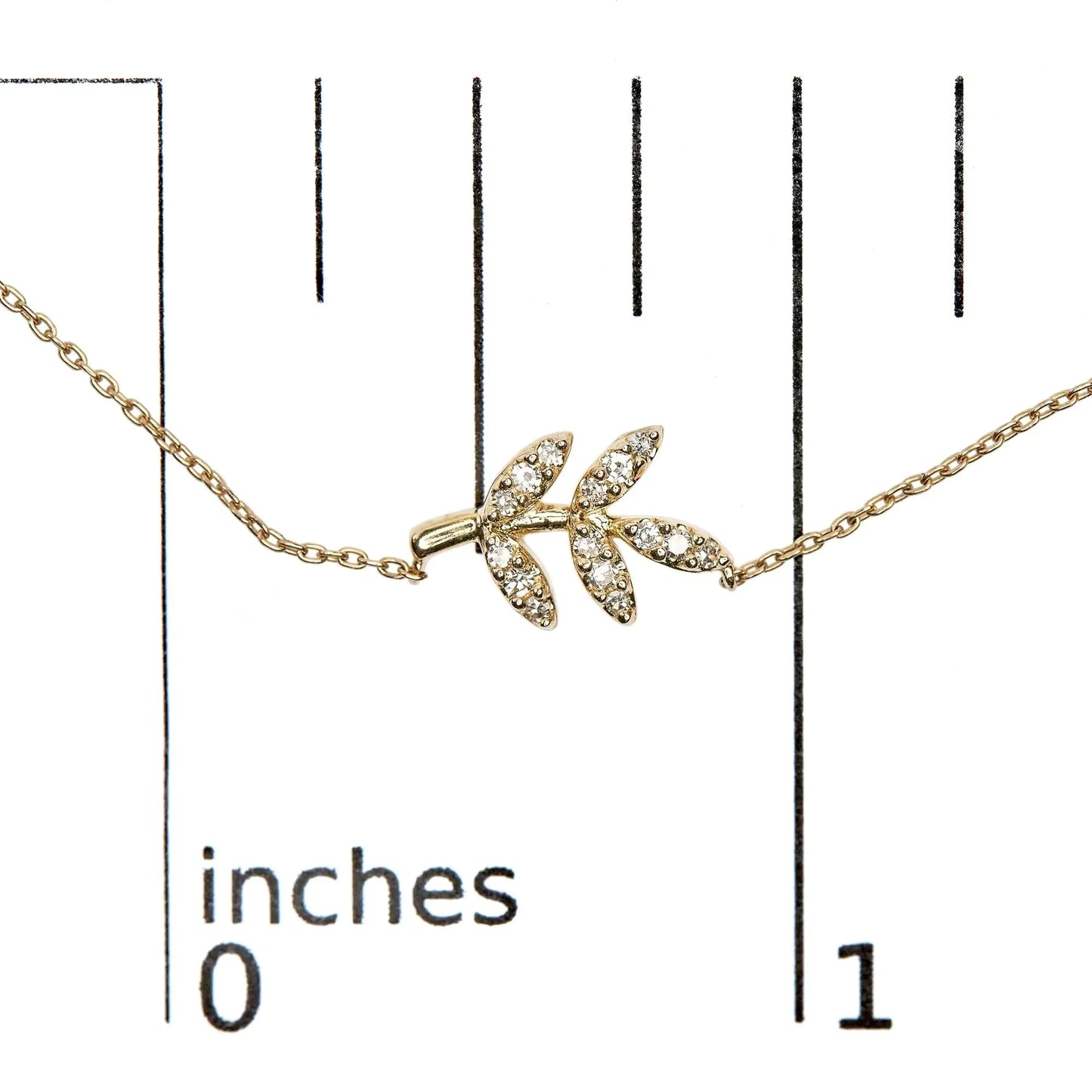 Pendentif en diamant en or jaune 10K en forme de feuille et de branche