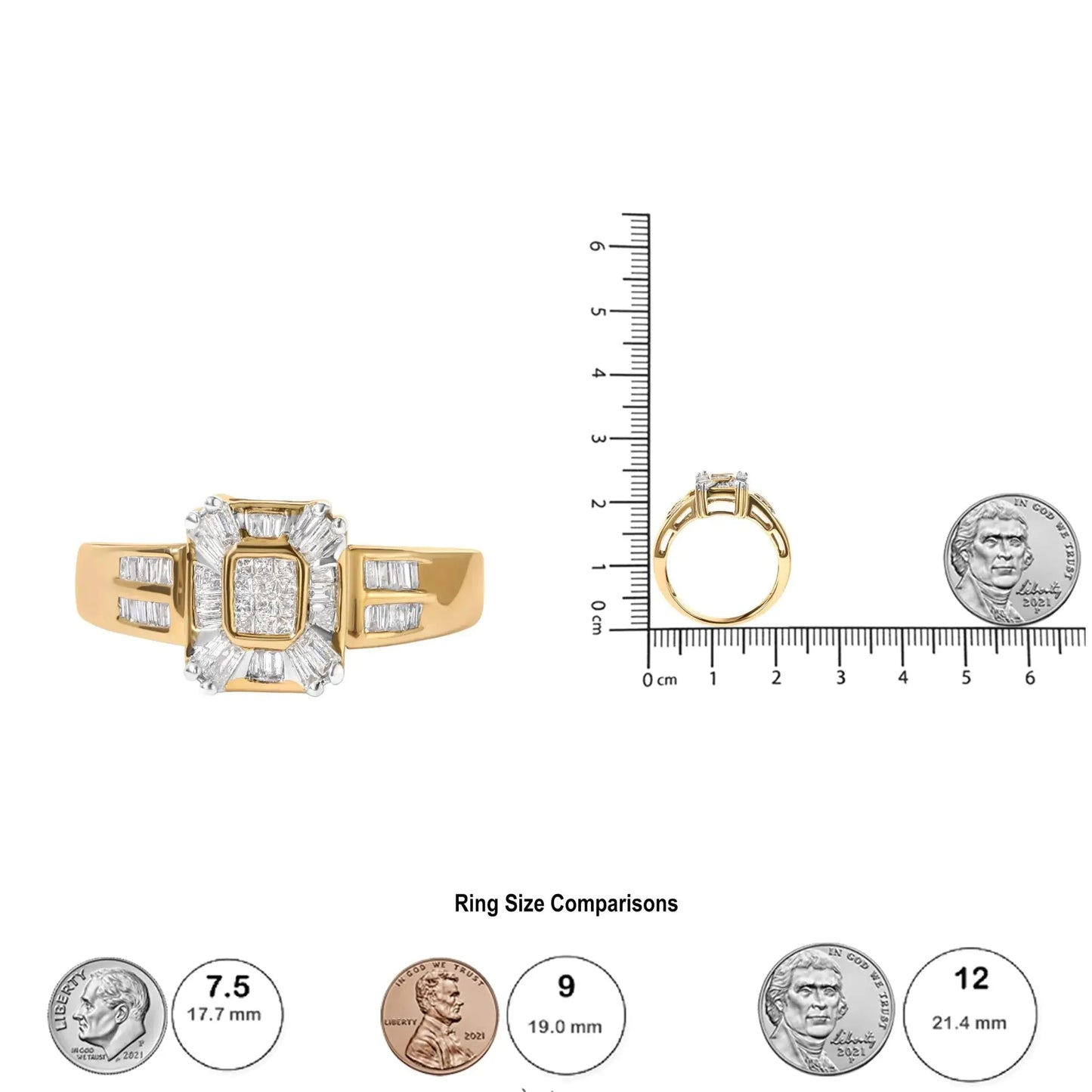 Anillo de Compuesto y Halo de Diamante de Oro Amarillo de 10K 1/2 Cttw