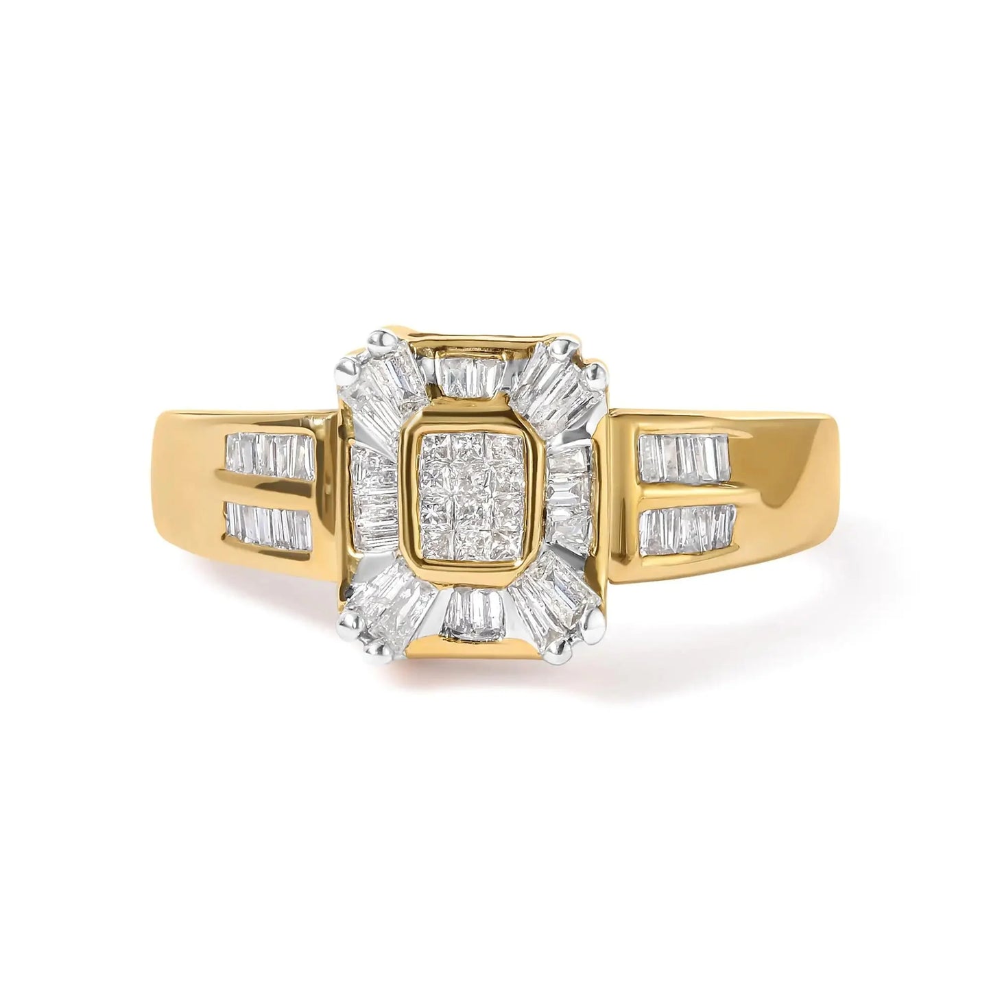 Anillo de Compuesto y Halo de Diamante de Oro Amarillo de 10K 1/2 Cttw