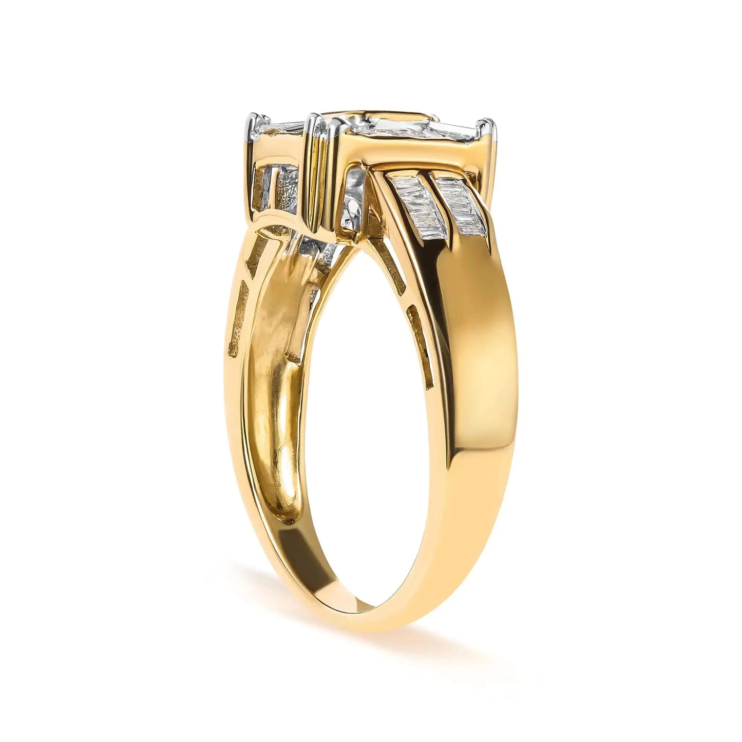 Anillo de Compuesto y Halo de Diamante de Oro Amarillo de 10K 1/2 Cttw