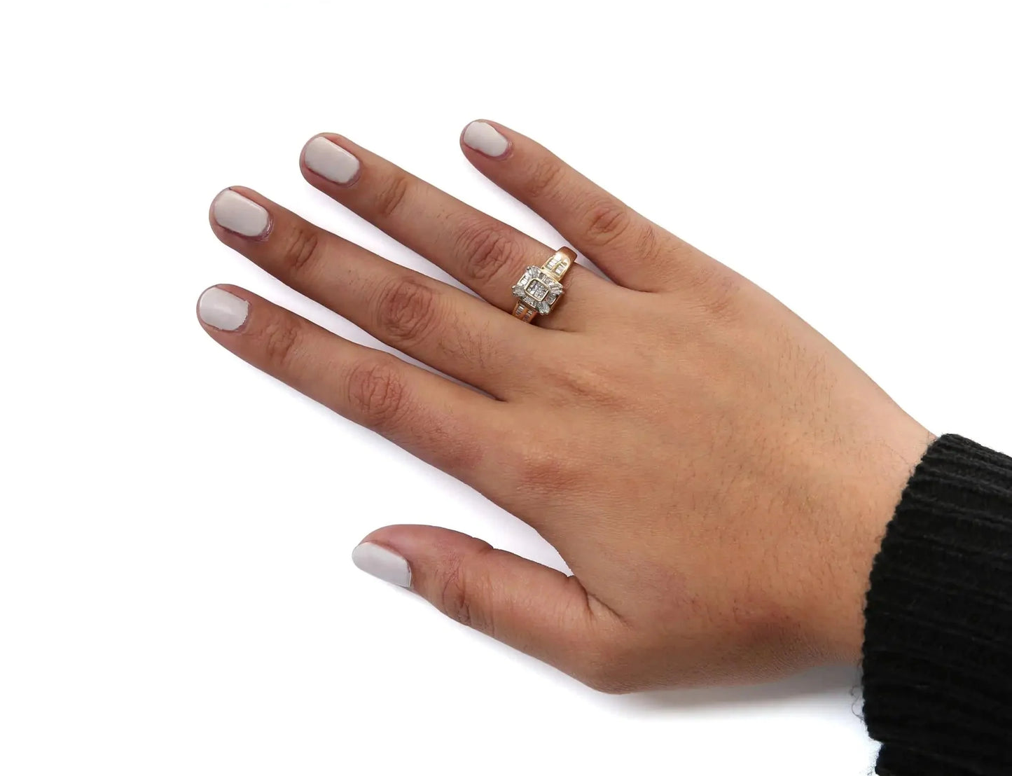 Anillo de Compuesto y Halo de Diamante de Oro Amarillo de 10K 1/2 Cttw