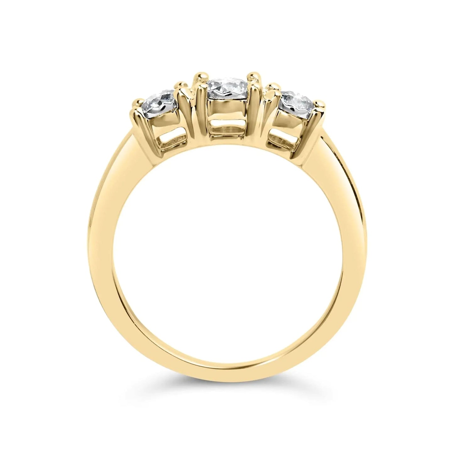 Bague Illusion à Trois Pierres en Or Jaune 10K 1/2 Cttw
