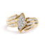 Bague en diamant en cluster en or jaune 10K avec bandeau cannelé