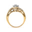 Bague en diamant en cluster en or jaune 10K avec bandeau cannelé