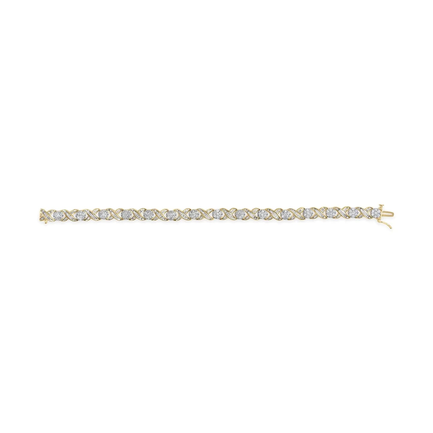 Bracelet en or jaune 10K avec diamants 'XOXO' au design floral