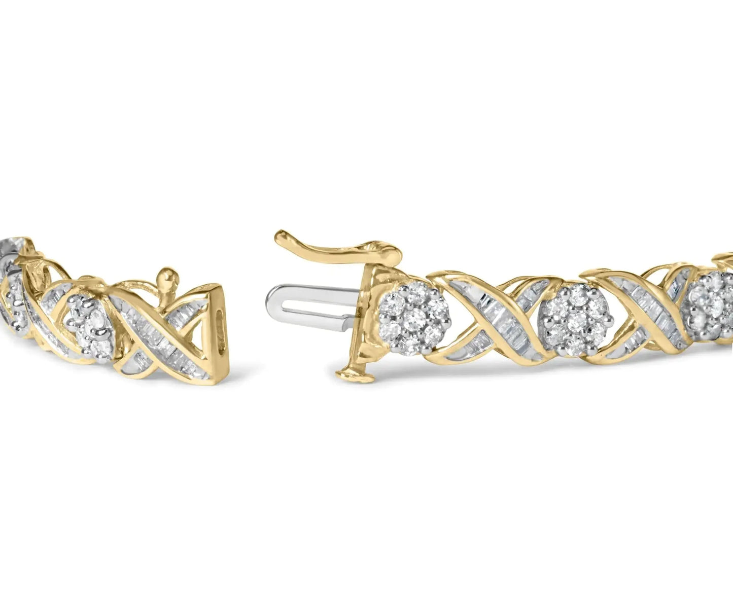 Bracelet en or jaune 10K avec diamants 'XOXO' au design floral