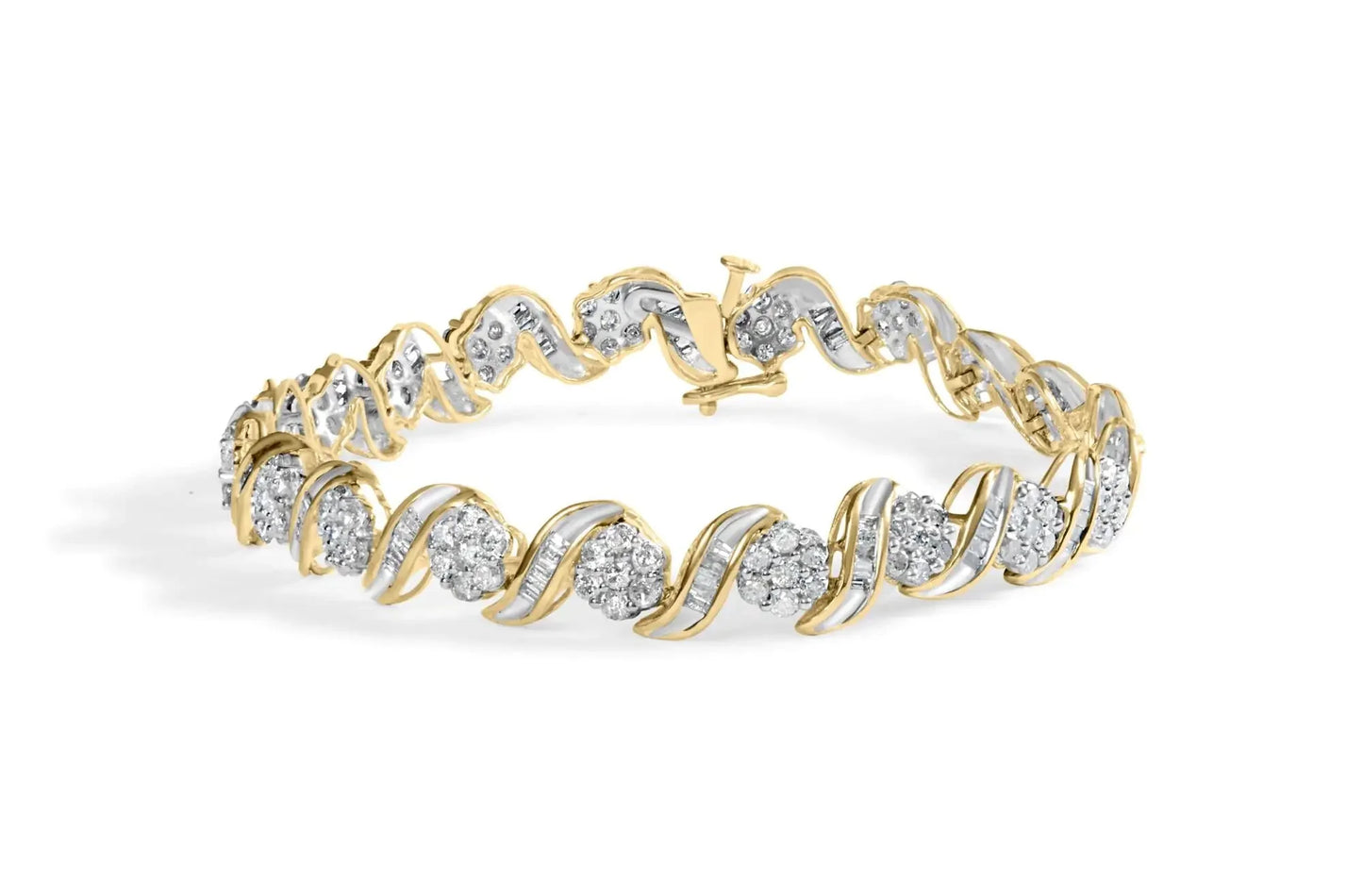 Bracelet en or jaune 10K avec diamants en design floral