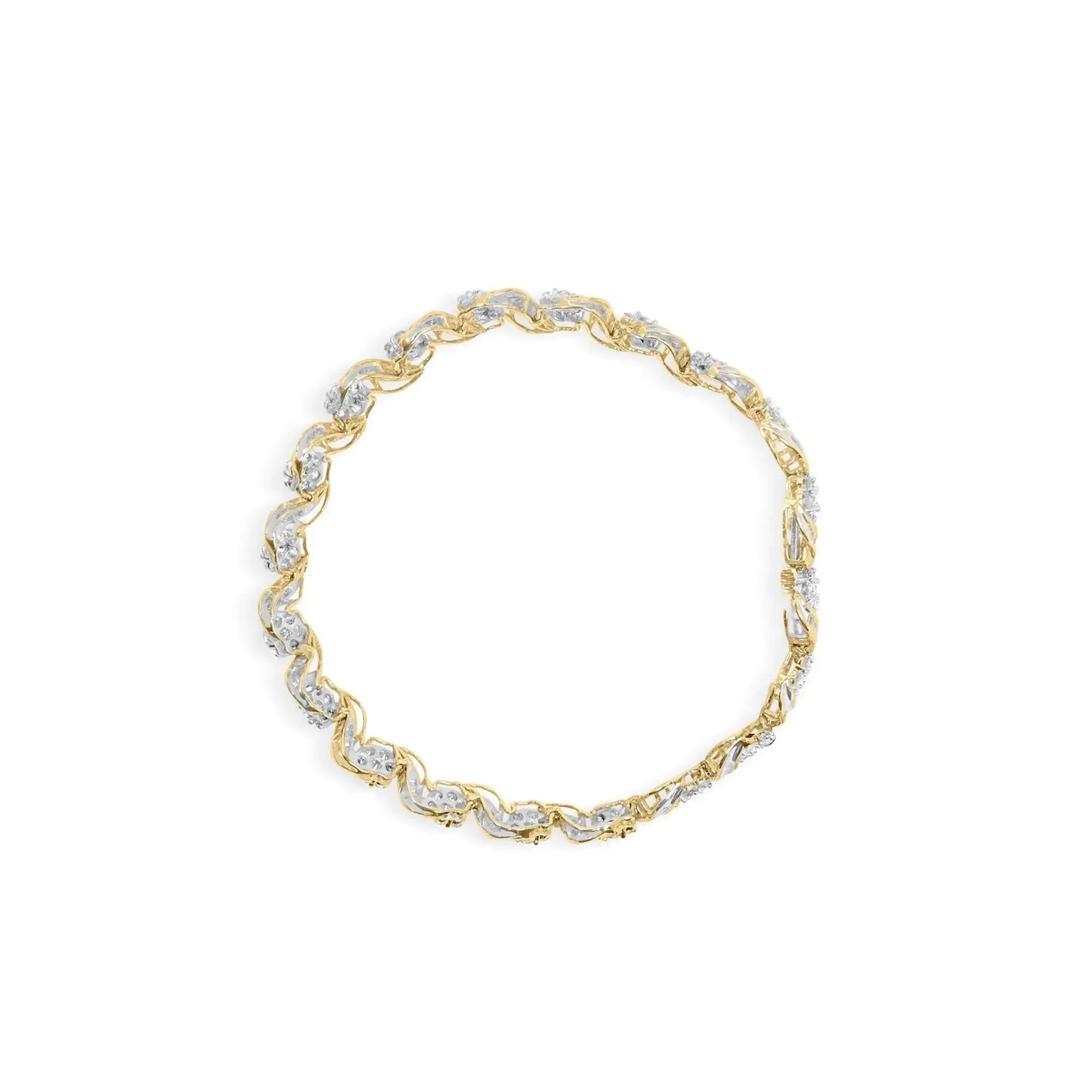 Bracelet en or jaune 10K avec diamants en design floral