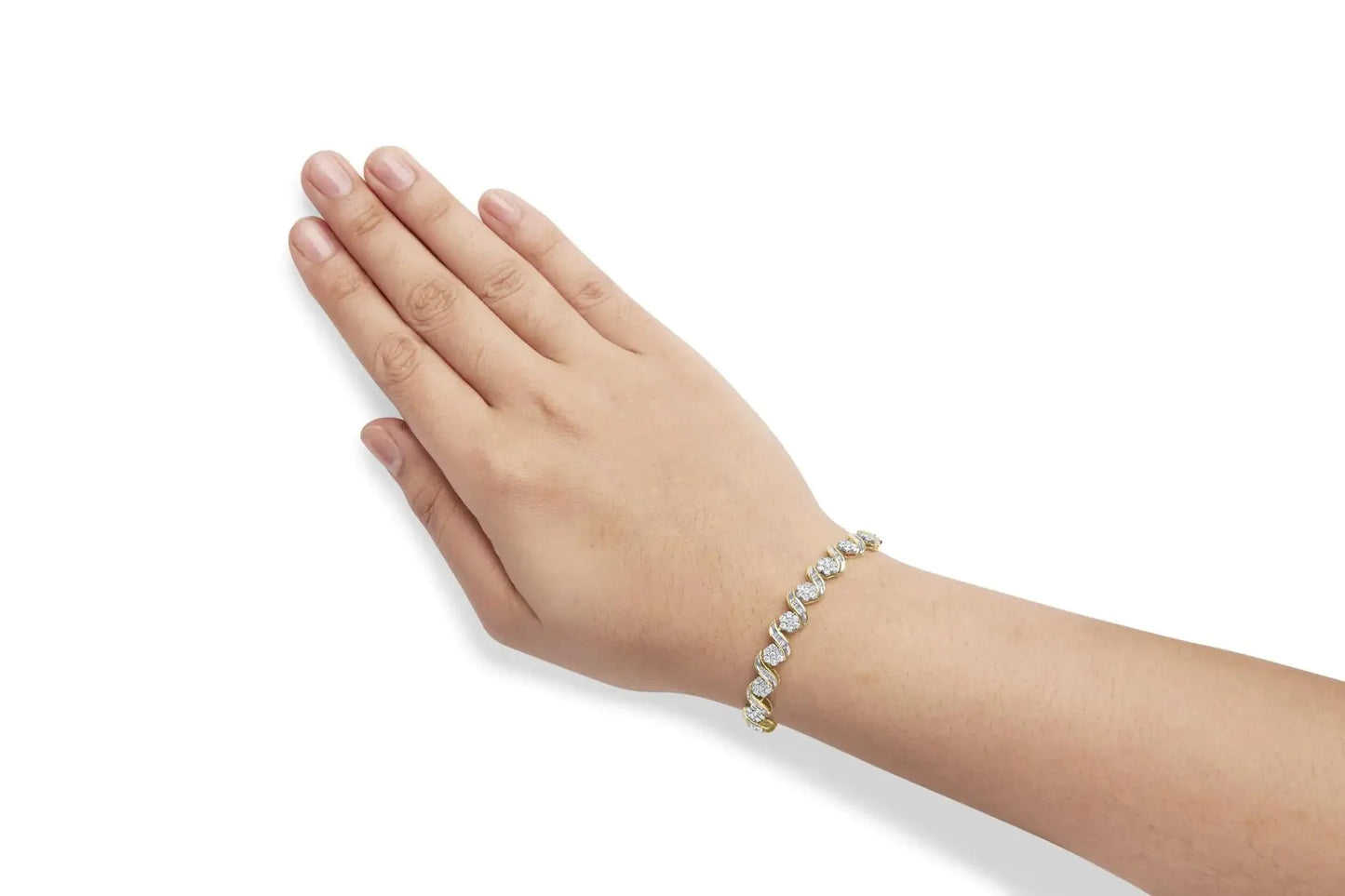 Bracelet en or jaune 10K avec diamants en design floral