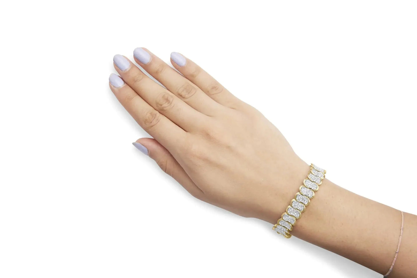 10k Yellow Gold 5.00 Cttw Diamond Oval Banded Link Bracelet - 7"