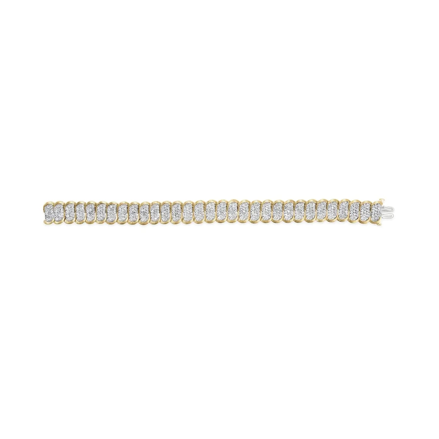 10k Yellow Gold 5.00 Cttw Diamond Oval Banded Link Bracelet - 7"