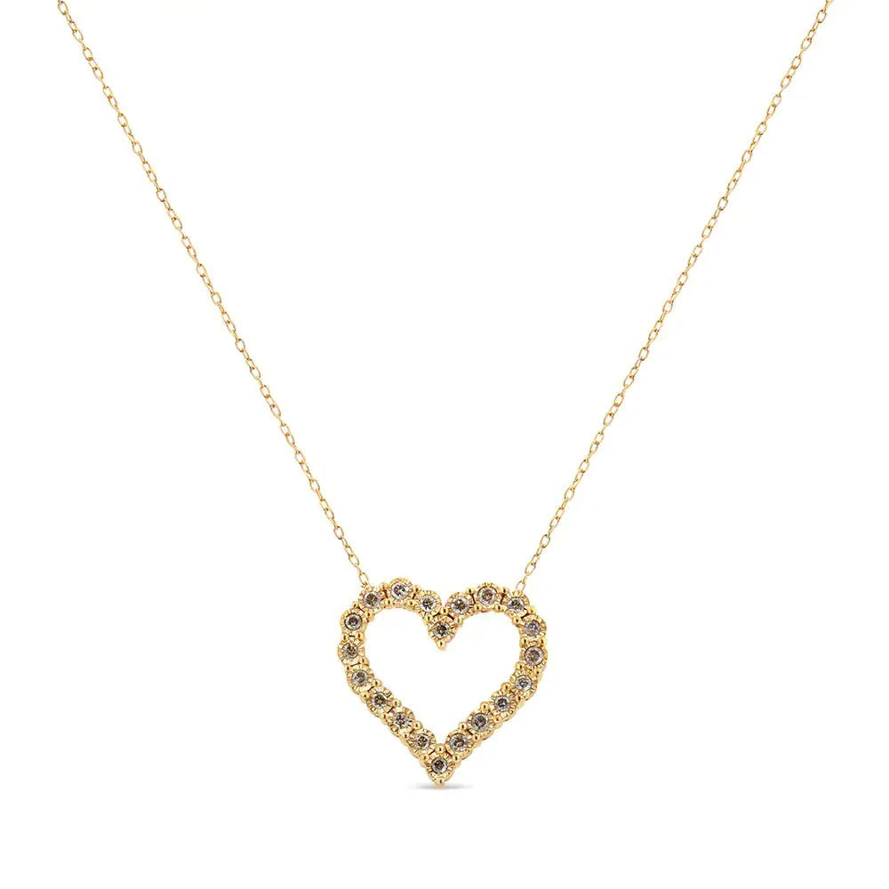 Collier Pendentif Cœur en Argent Sterling .925 Plaqué Or Jaune 10K