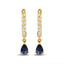 Boucles d'oreilles créoles en or jaune 10K avec saphir bleu en forme de poire et diamants