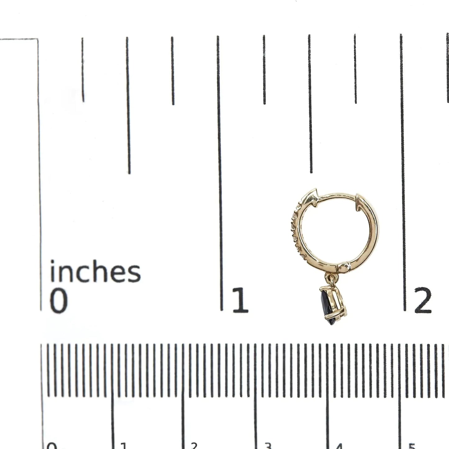 Boucles d'oreilles créoles en or jaune 10K avec saphir bleu en forme de poire et diamants
